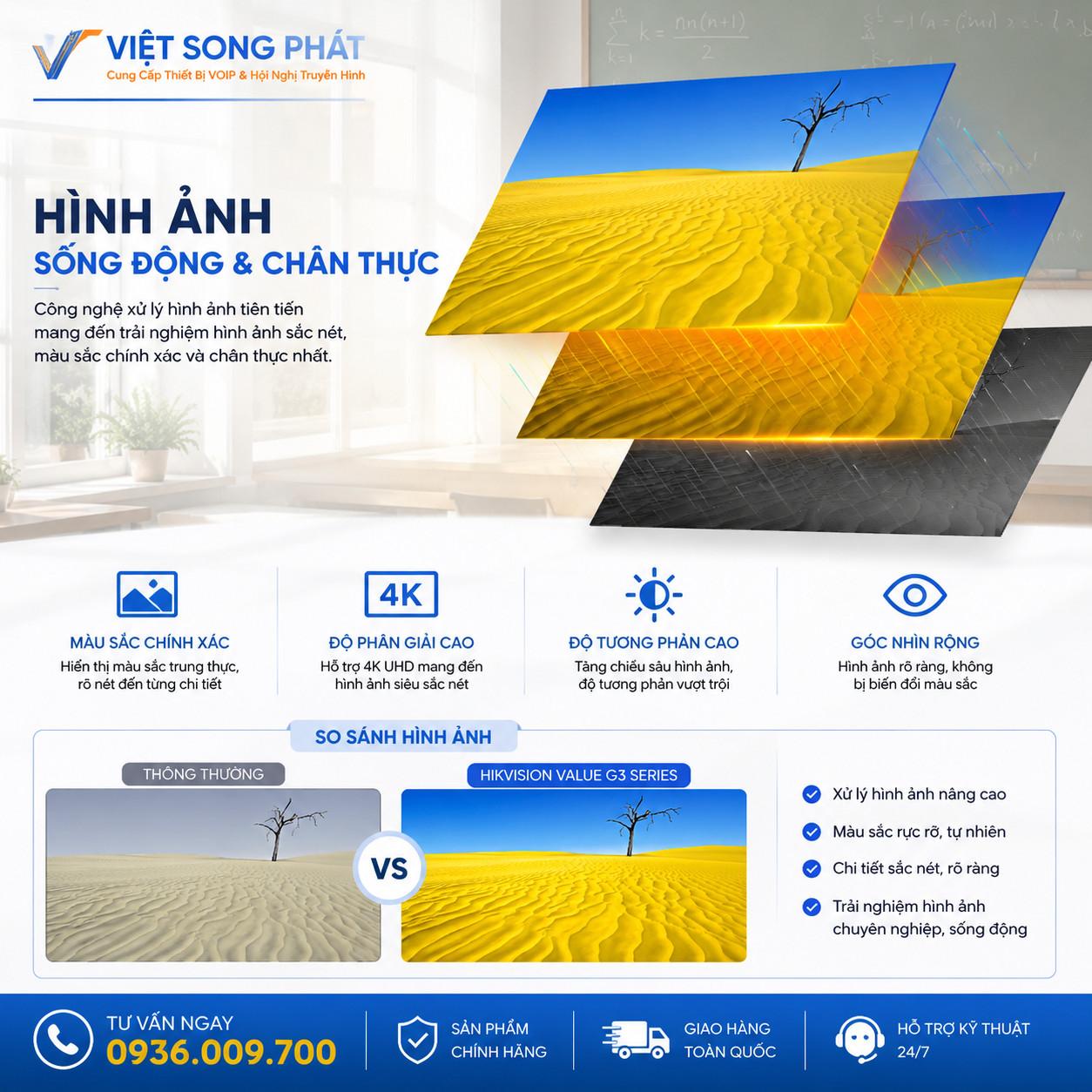Màn Hình Tương Tác Hikvision DS-D5A75RB/B3 75 Inch 4K 22 Hình ảnh sống động, chân thực
