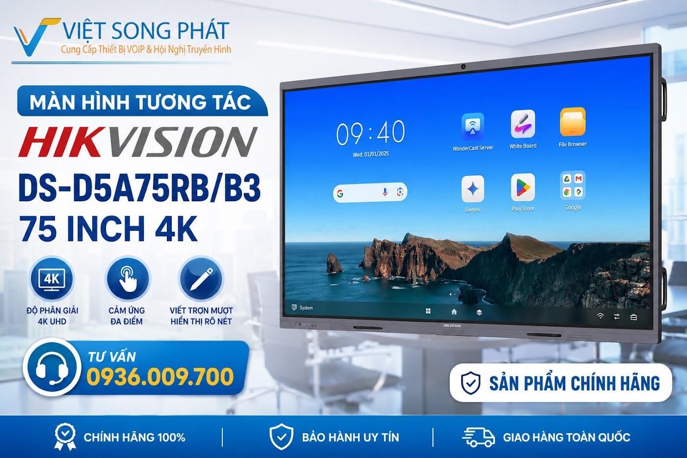 Màn Hình Tương Tác Hikvision DS-D5A75RB/B3 75 Inch 4K 18 Màn Hình Tương Tác Hikvision DS-D5A75RBB3 75 Inch 4K