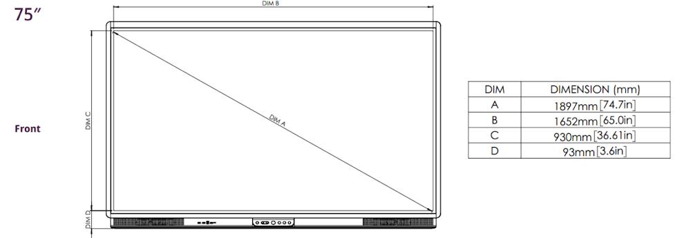 Màn hình tương tác Promethean ActivPanel 9 (75 inch) 17 kich thuoc pho bien thich hop cho phong hoc tieu chuan co tu 20 35 hoc sinh.