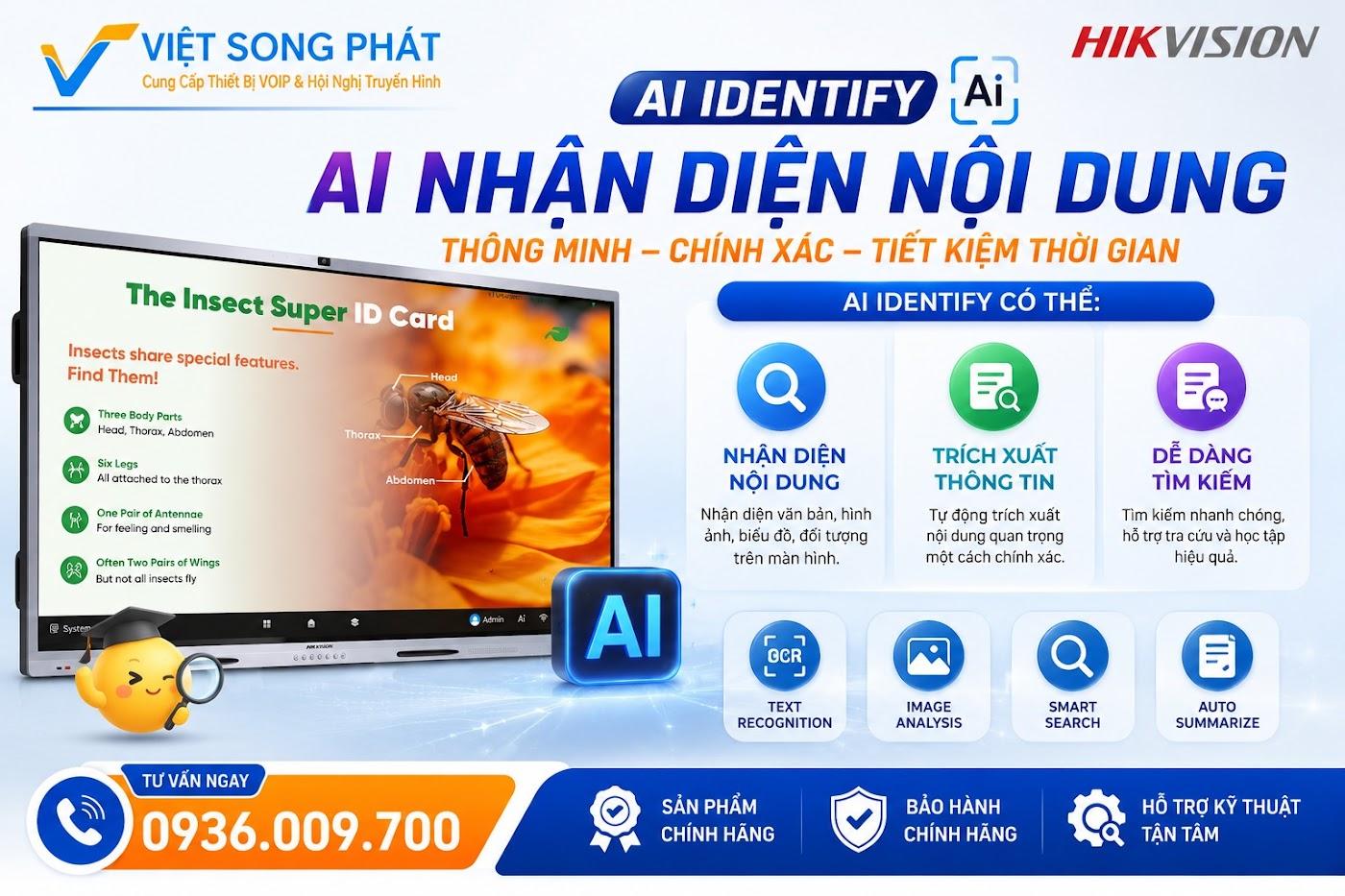 Wonder AI Trên WonderOS 4.0: Đột Phá Công Nghệ Cho Màn Hình Tương Tác Hikvision 29 tính năng nhận diện nội dung bằng AI (AI Identify)