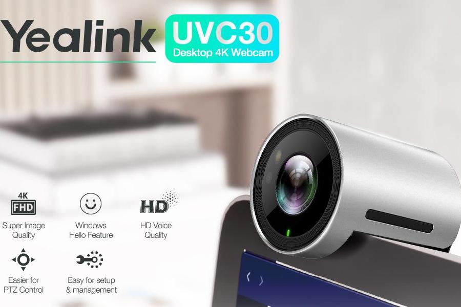 Webcam Yealink UVC30 kết nối USB, 4K Ultra HD, tích hợp AI