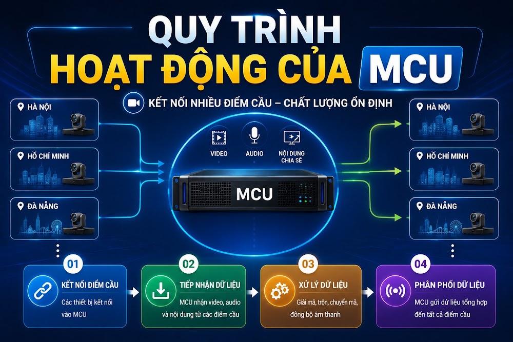 BYOD Là Gì? Giải Pháp Hội Nghị Truyền Hình Hiện Đại Cho Doanh Nghiệp Trong Kỷ Nguyên Hybrid Working 6 Quy trình hoạt động của MCU