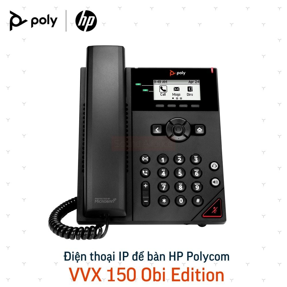 Điện thoại IP Poly Obi VVX 150 1 Điện thoại IP để bàn 2-line Poly Obi VVX 150 (911N3AA)