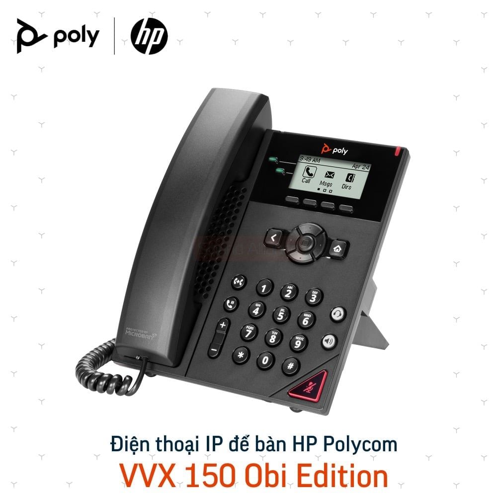 Điện thoại IP Poly Obi VVX 150 2 Điện thoại IP để bàn 2-line Poly Obi VVX 150 (911N3AA)