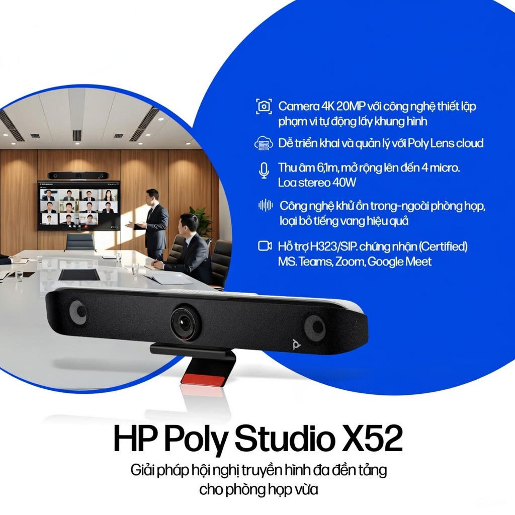 Thiết Bị Hội Nghị Poly Studio X52 1 Thông tin Thiết bị hội nghị trực tuyến HP Poly Studio X52
